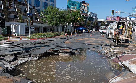 Cleanup and repairs continue at WeHo water main break Cleanup and repairs continue at WeHo water main break