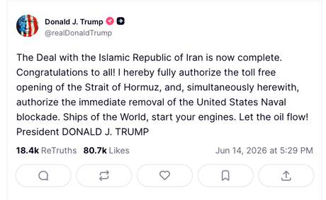 President Trump Announces Peace Deal With Iran