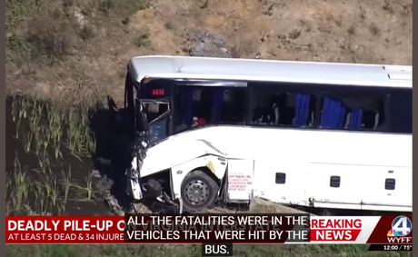 Virginia I-95 bus crash: 5 dead and 34 hurt near Quantico