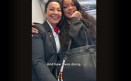 Rihanna and a flight attendant share a viral Mohawk moment