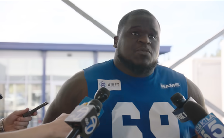 Rams guard Kevin Dotson iconic look for second year